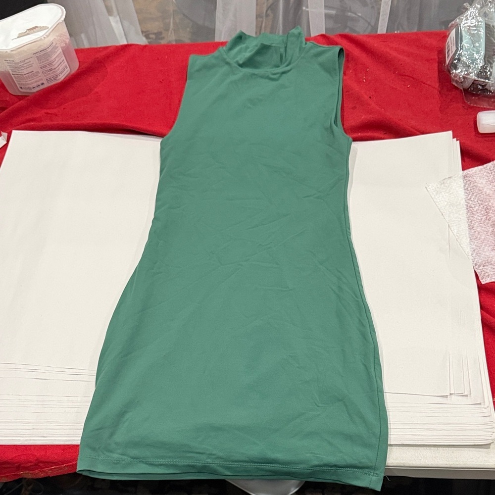 Babaton Sleeveless green Mini Dress
